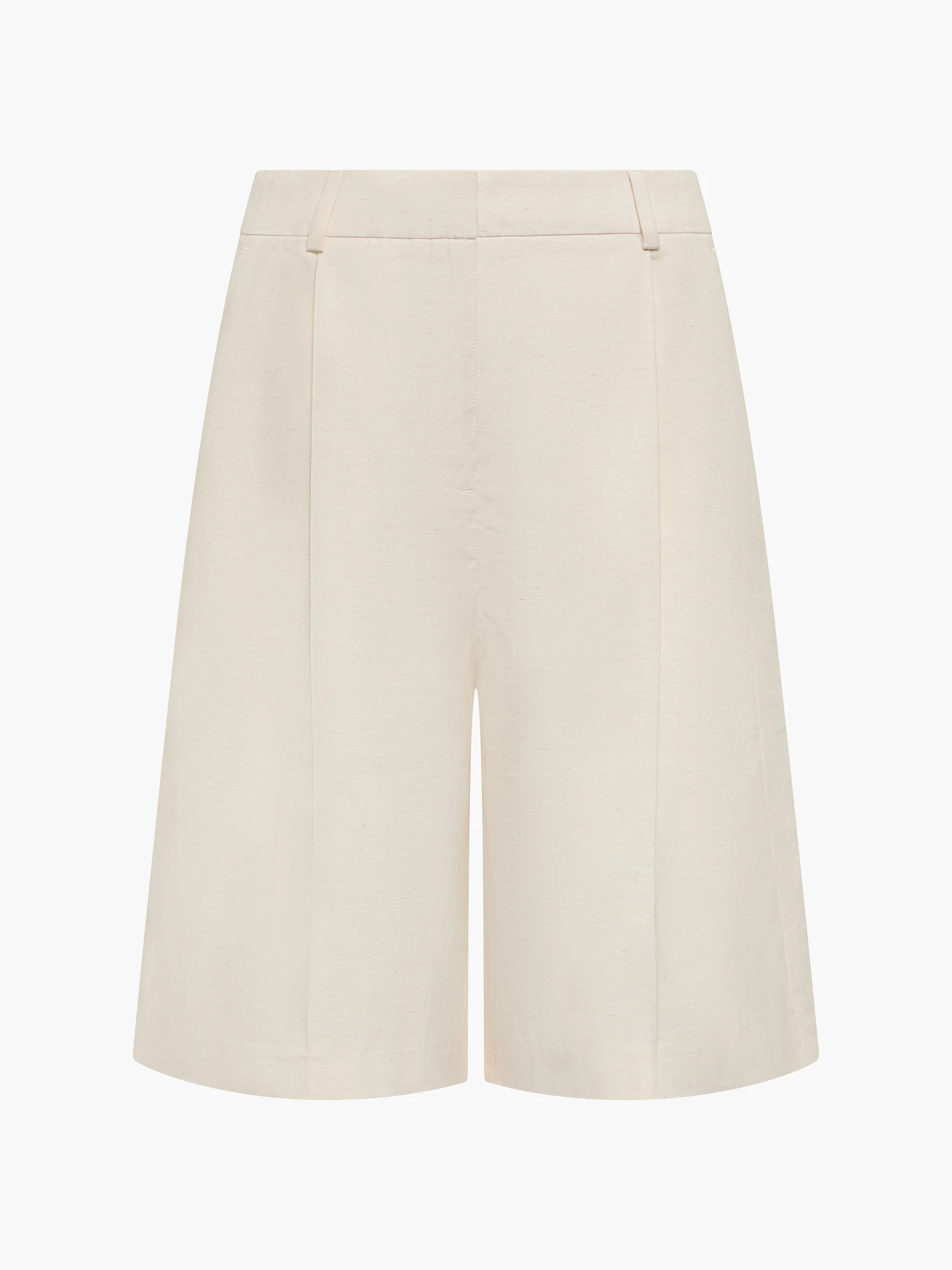 Raquel Pleated Cream Bermuda Shorts | French Connection (UK)