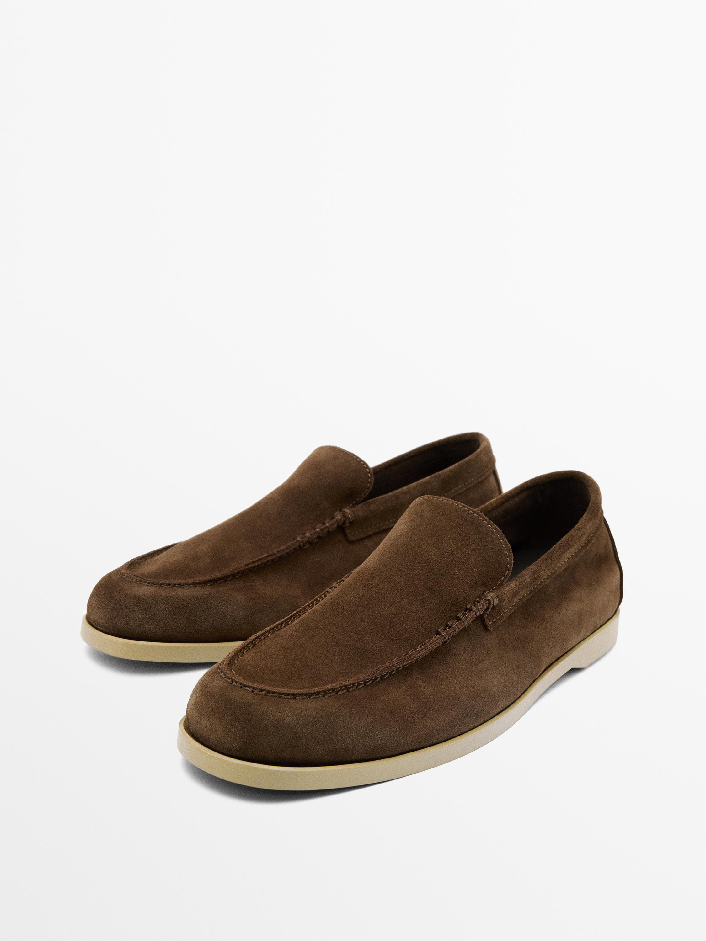 Soft split leather loafers | Massimo Dutti US