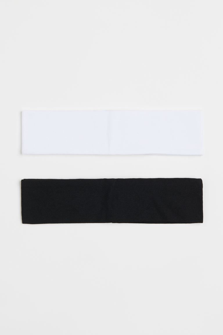 2-pack Jersey Headbands - Black/white - Ladies | H&M US | H&M (US + CA)