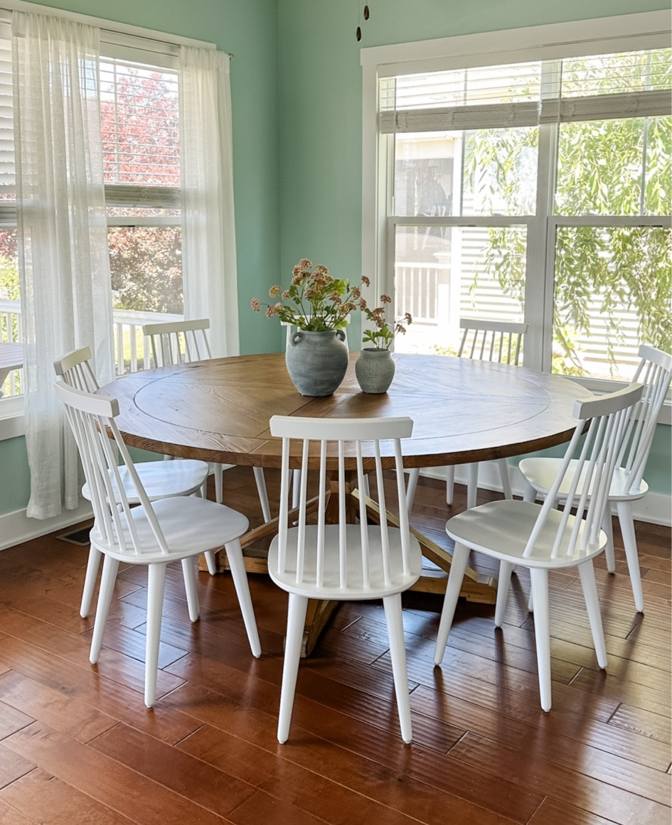Sneak peek at some of the lake house finds! This dining table is HUGE and such a great affordable alternative to the Serena and Lily one I was eyeing. Chairs are an amazing price too! 
Now someone send white paint for these walls 😜

#LTKSeasonal #LTKSummerSales #LTKHome