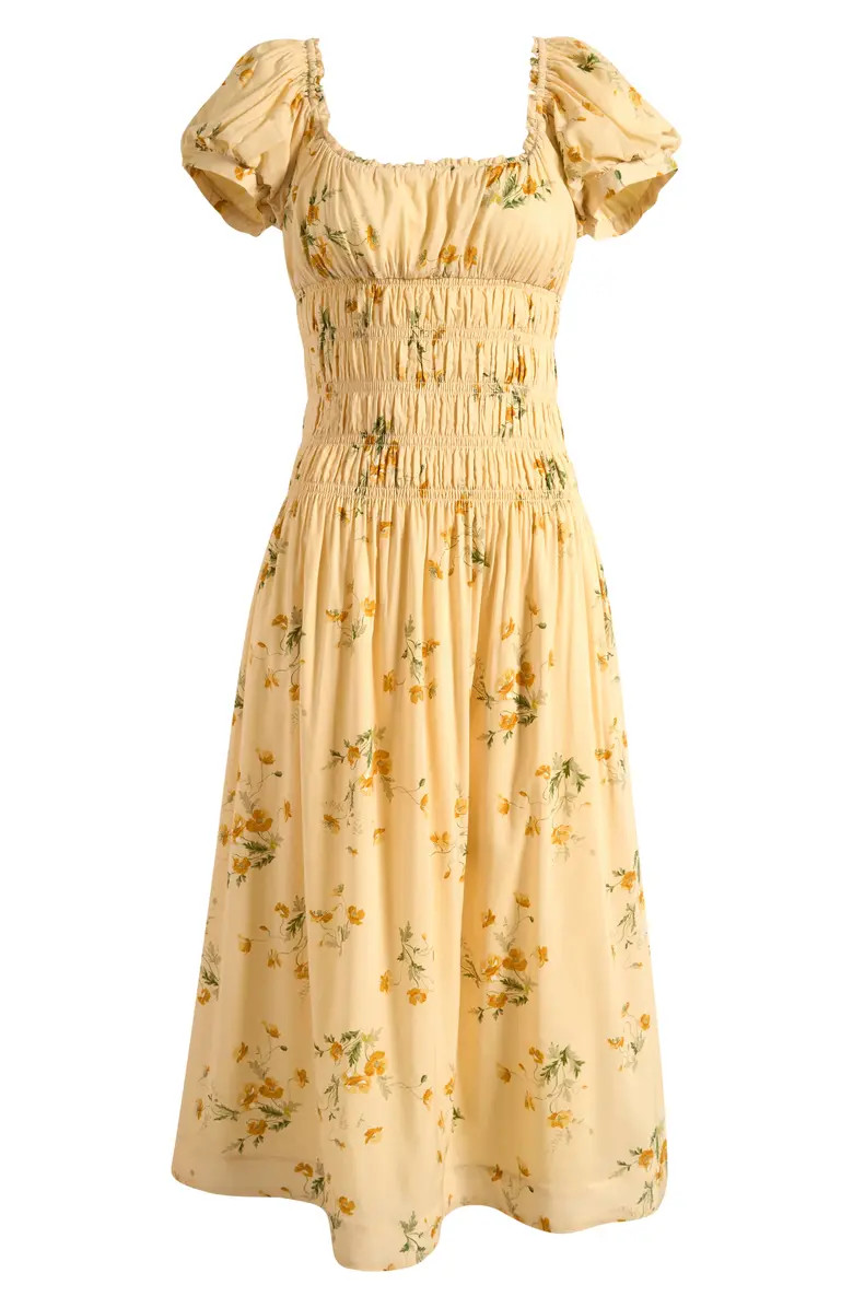 Riva Shirred Midi Dress | Nordstrom