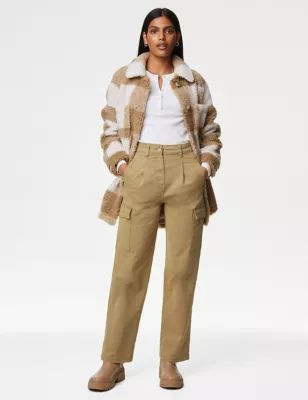 Cotton Rich Cargo Straight Leg Trousers | Marks & Spencer (UK)