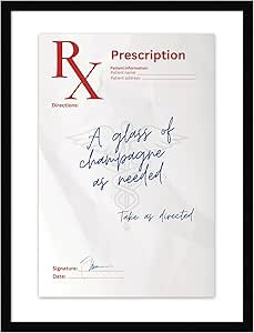 Kate and Laurel Framed Wall Art Print A Glass of Champagne Rx by Honey Island Studio, 19 x 25, Sv... | Amazon (US)