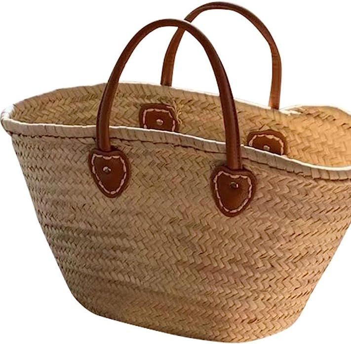 HUYHUY Wicker Woven Large-Capacity Rattan Handbag Beach Straw Bag Ladies Big Basket Bucket Bag | Amazon (UK)