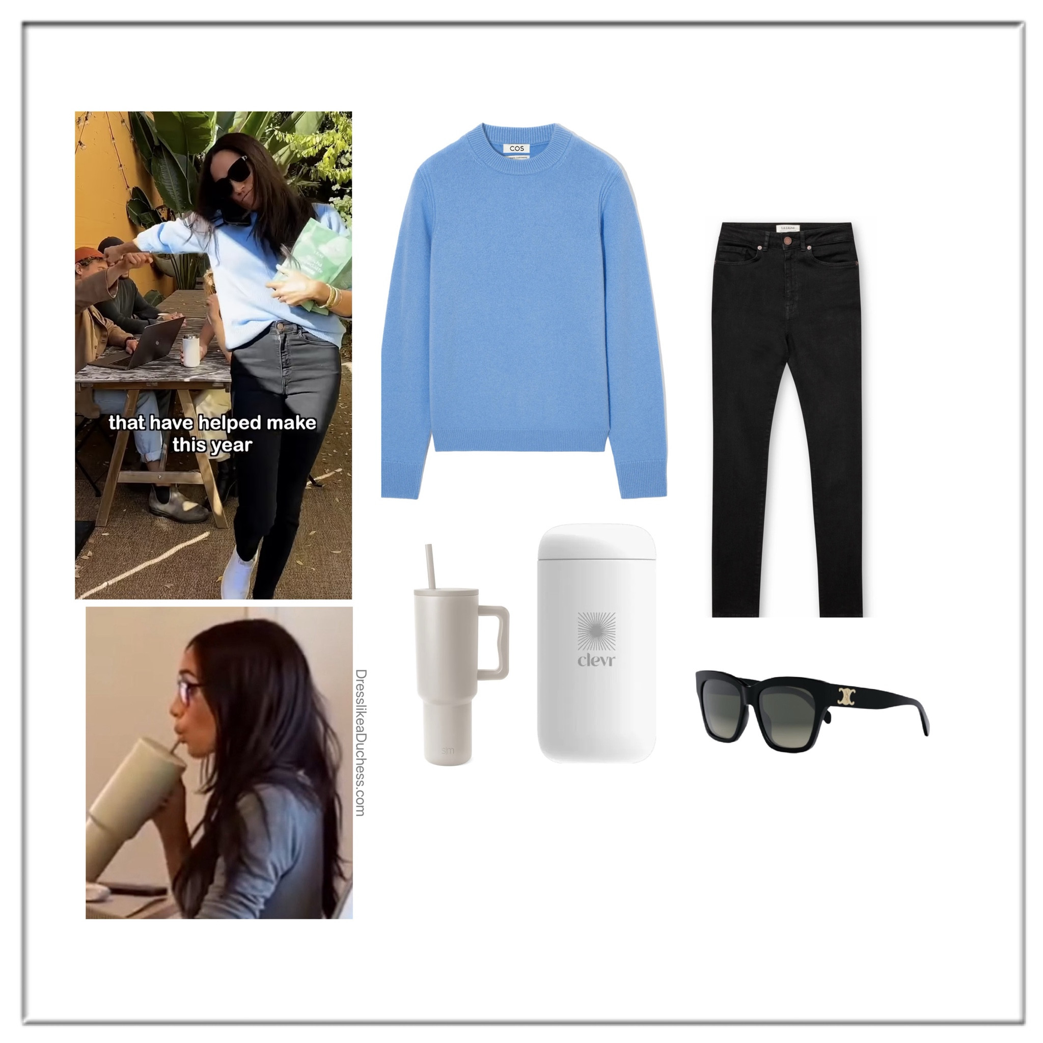 Meghan Markle working at Clevr blends in COS sweater 
