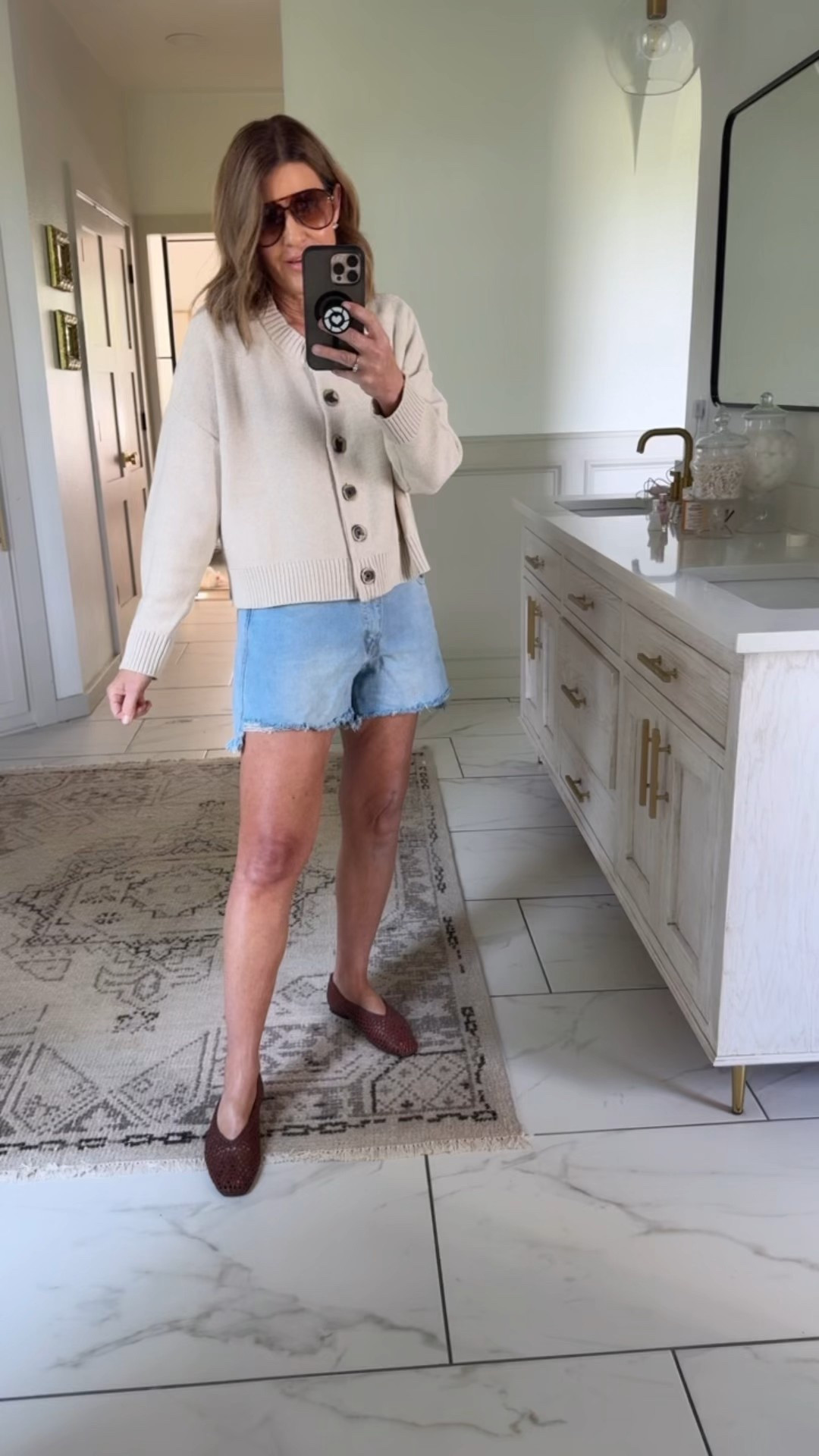 #pantless
Size up in these shorts! 
Wearing a medium sweater 

#LTKOver40 #LTKFindsUnder50 #LTKStyleTip