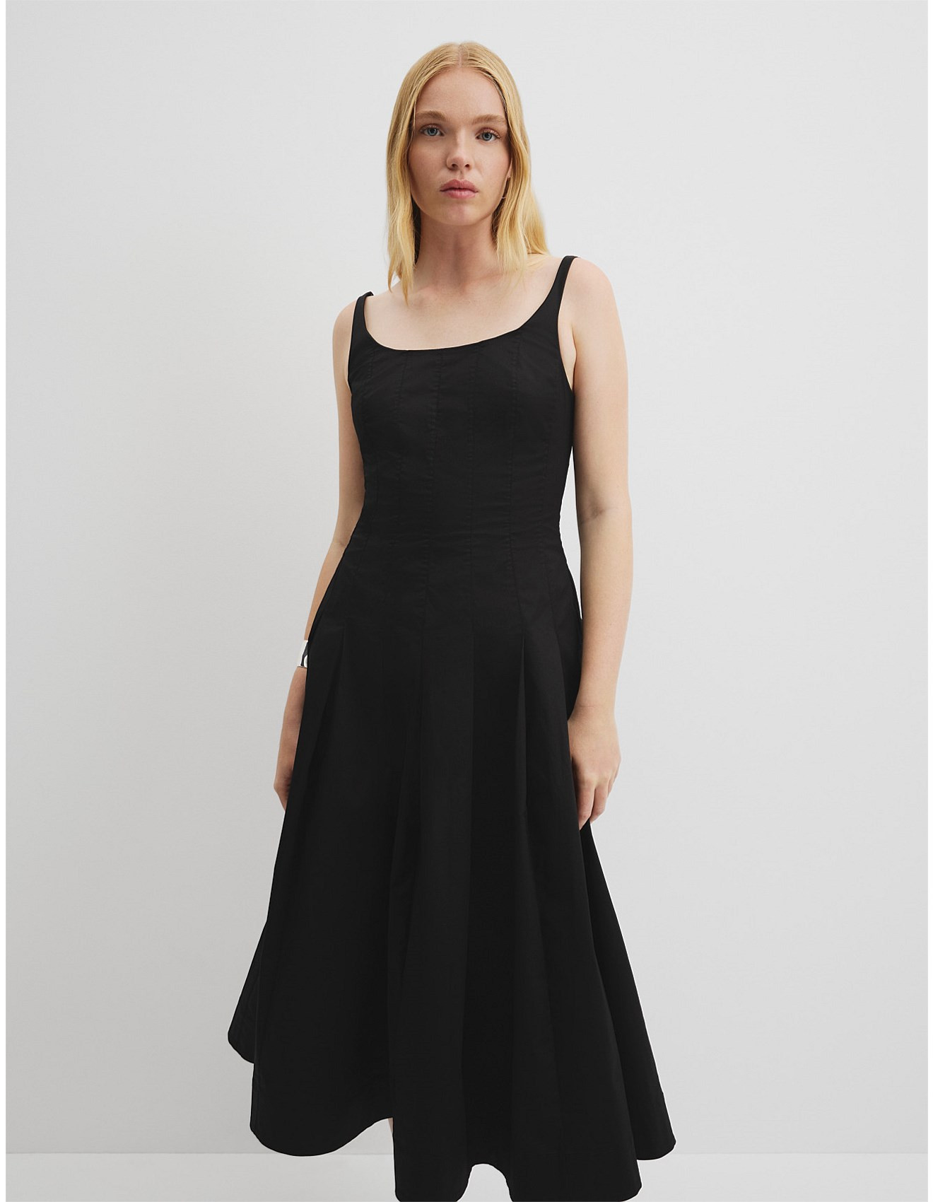 Organically Grown Linen Panelled Fit and Flare Dress | David Jones (Australia & New Zealand)