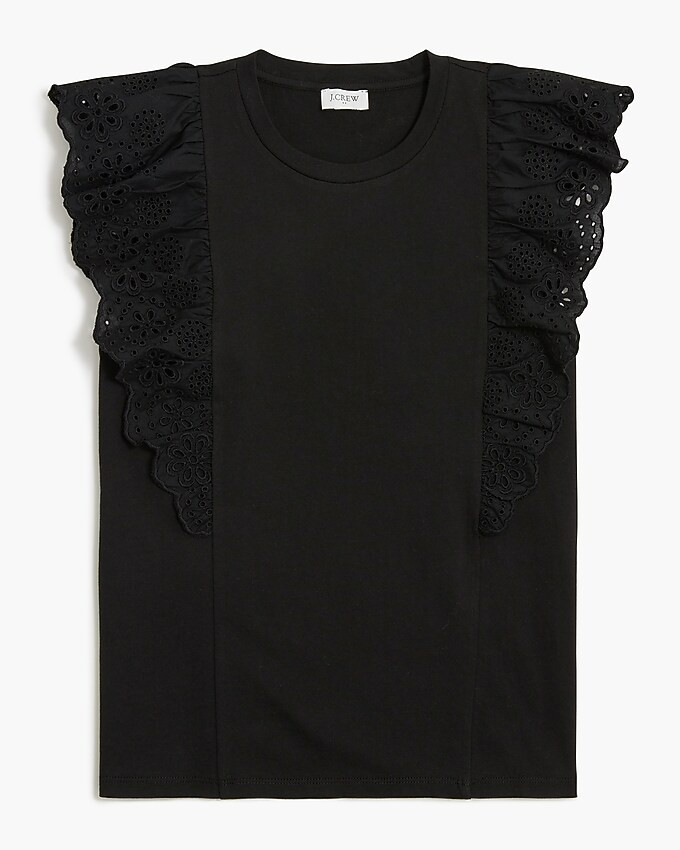 Ruffle-sleeve eyelet top | J.Crew Factory