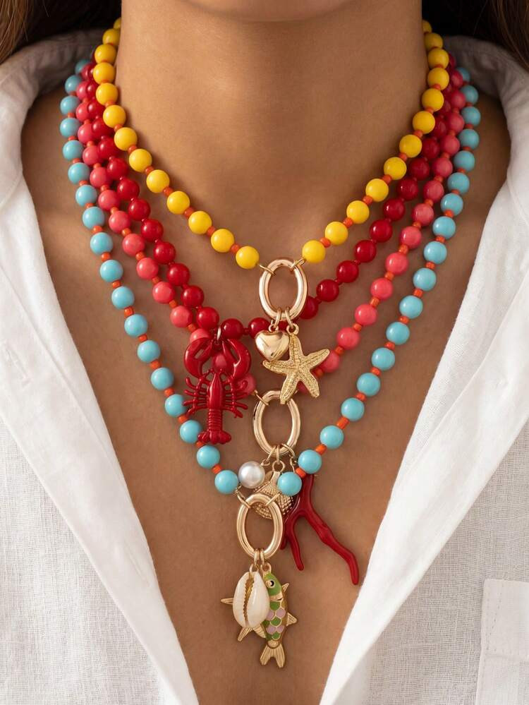 $2.21
-8%
$2.40


Save $0.11 off this item after joining.
1pc Bohemian Style Red Beaded Crab & Fish Pendant Necklace, Summer Jewelry, Ocean Theme Necklace With Marine Life Pendant, Women's Beach Holiday Jewelry
5.00
(10)
Style Type
M260415-e
M260415-d
M260415-c
M260415-b
M260415-a
Size
one-size
Length:16.9-19.7 in

Size Guide
Qty:

 | SHEIN