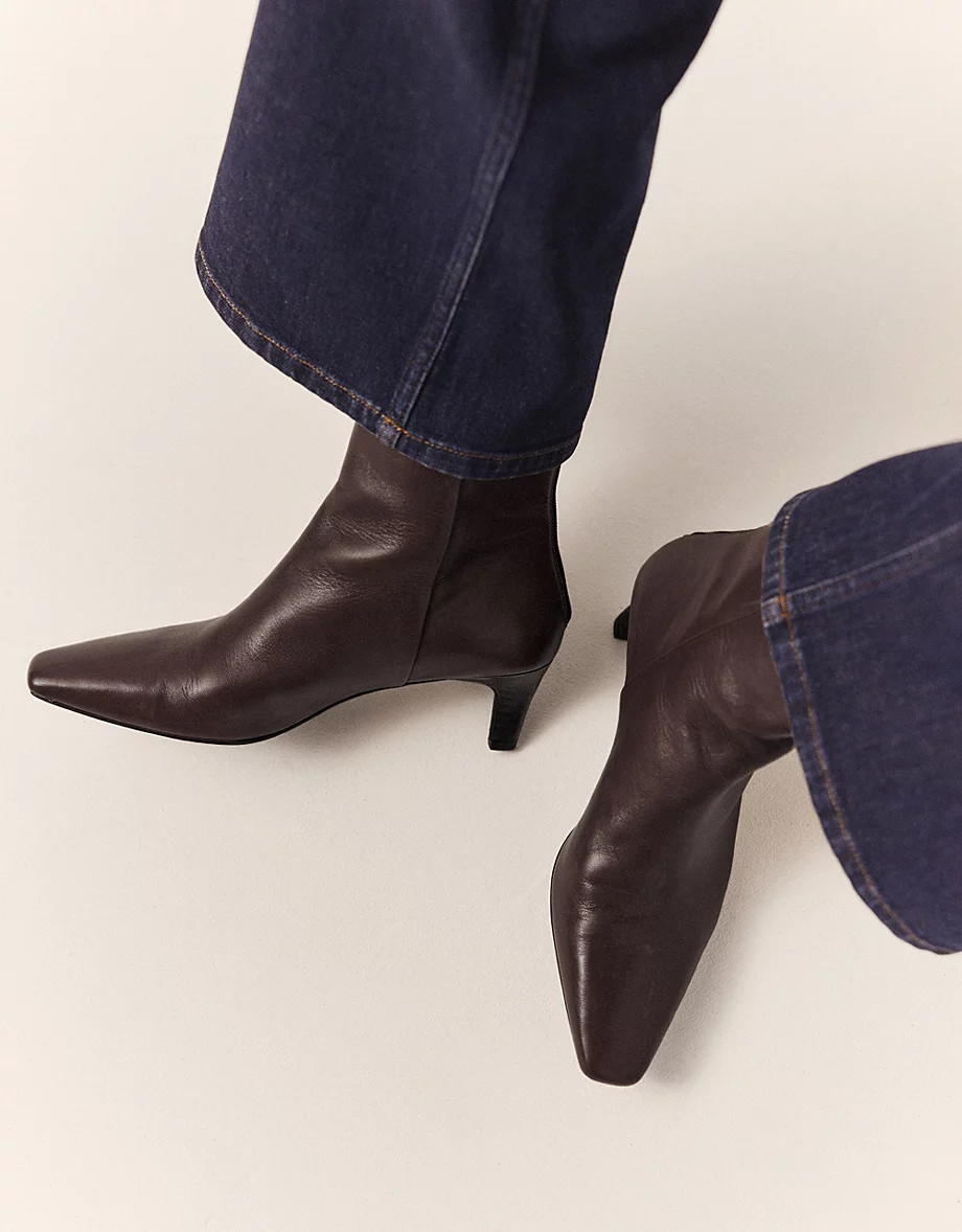 Leather Zip Back Low Heel Ankle Boots | The White Company UK & ROW