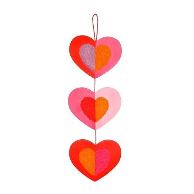 3 Hearts Valentine&#39;s Day Dangling Hanging Sign Red/Pink/Orange - Spritz&#8482; | Target