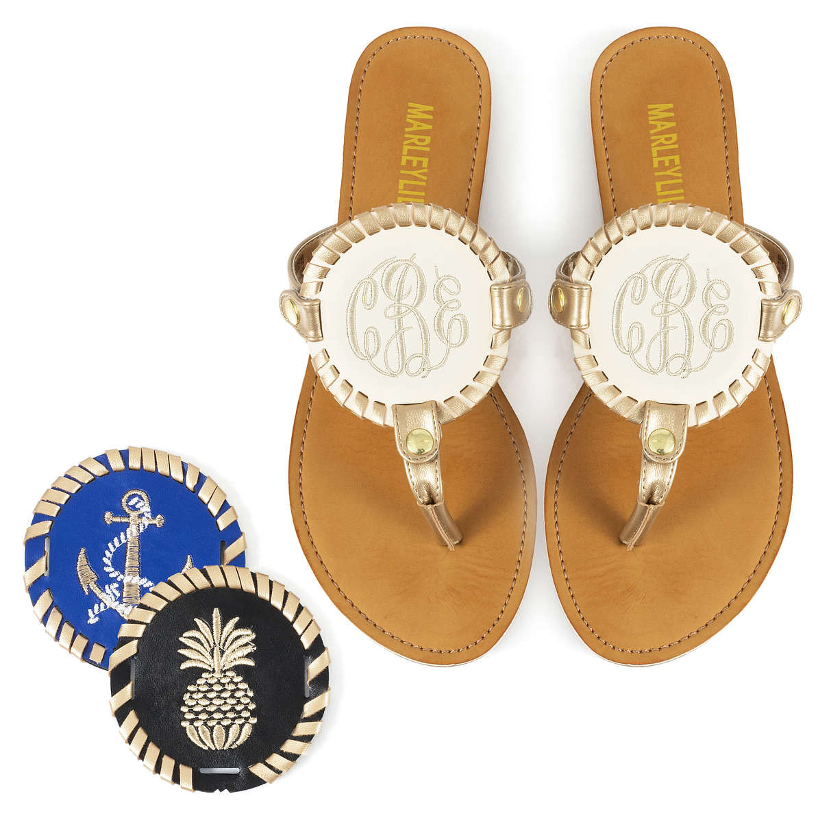 Monogrammed Embroidered Sandals Set | Marleylilly