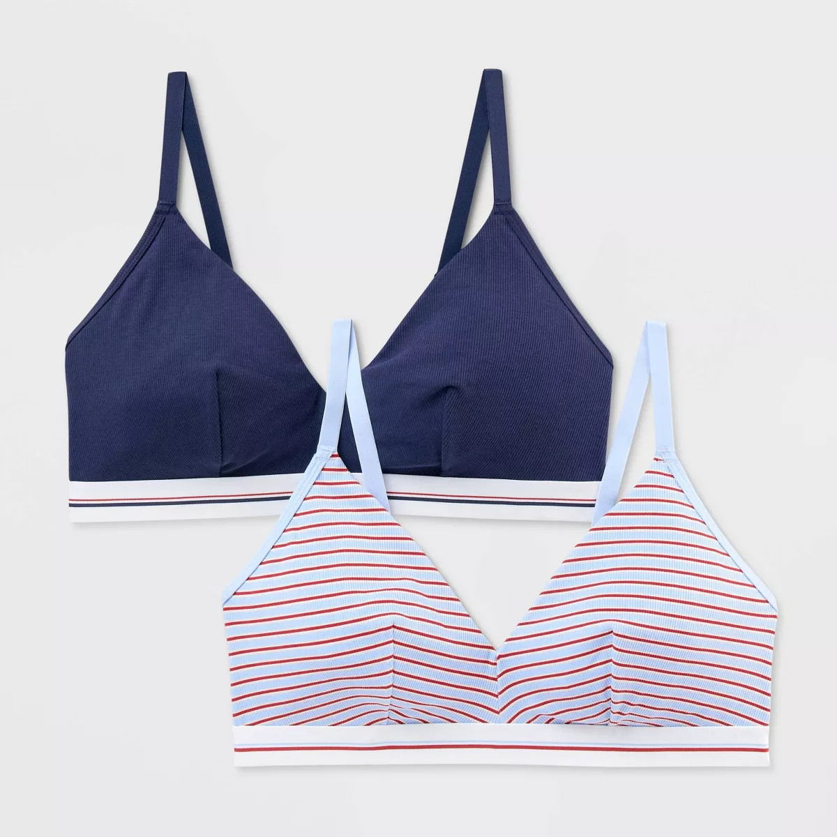 Women's 2pk Cotton Ribbed Bralette - Wild Fable\u2122 Navy/Blue S | Target