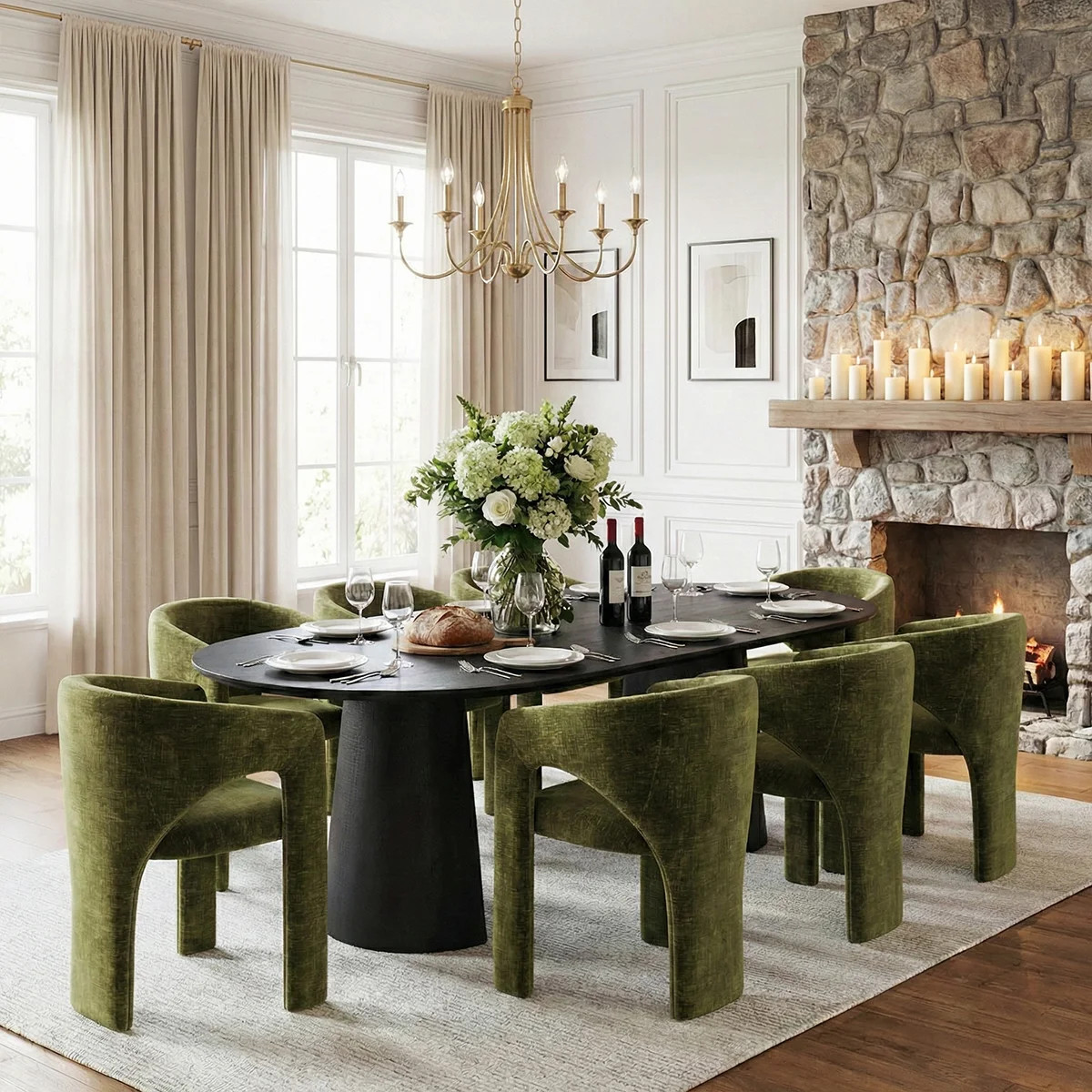 47"–83" Extendable Oval Dining Table Set with Upholstered Chairs | Wayfair North America