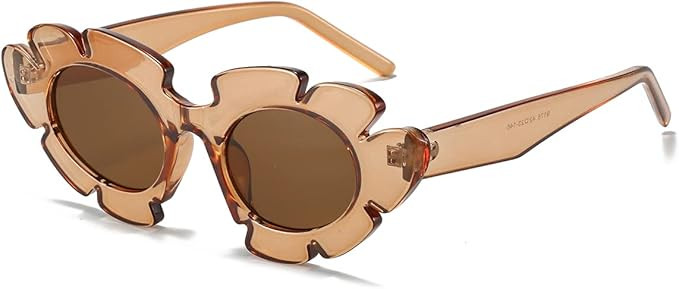 JOVAKIT Cat Eye Flowers Sunglasses for Women Men Trendy Retro Nude Chunky Shades Sun Glasses | Amazon (US)