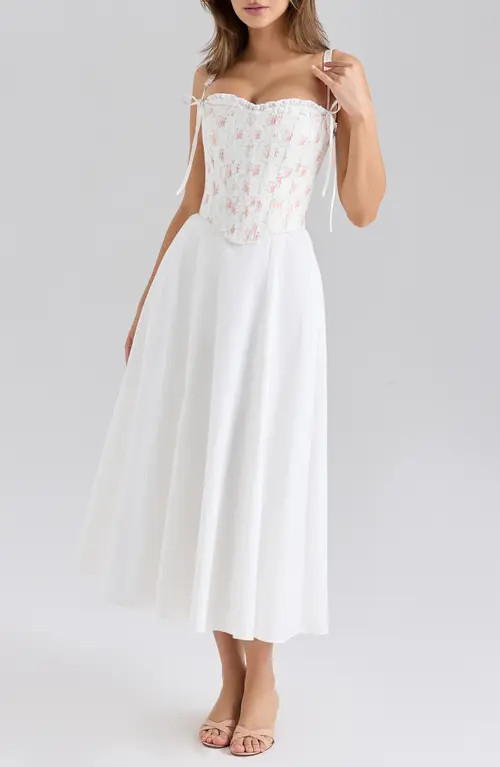 HOUSE OF CB Clarabelle A-Line Dress in Cream Rose at Nordstrom, Size Medium A | Nordstrom