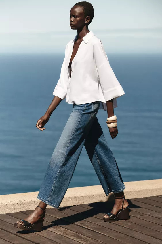 WIDE SLEEVE LINEN SHIRT | Zara US