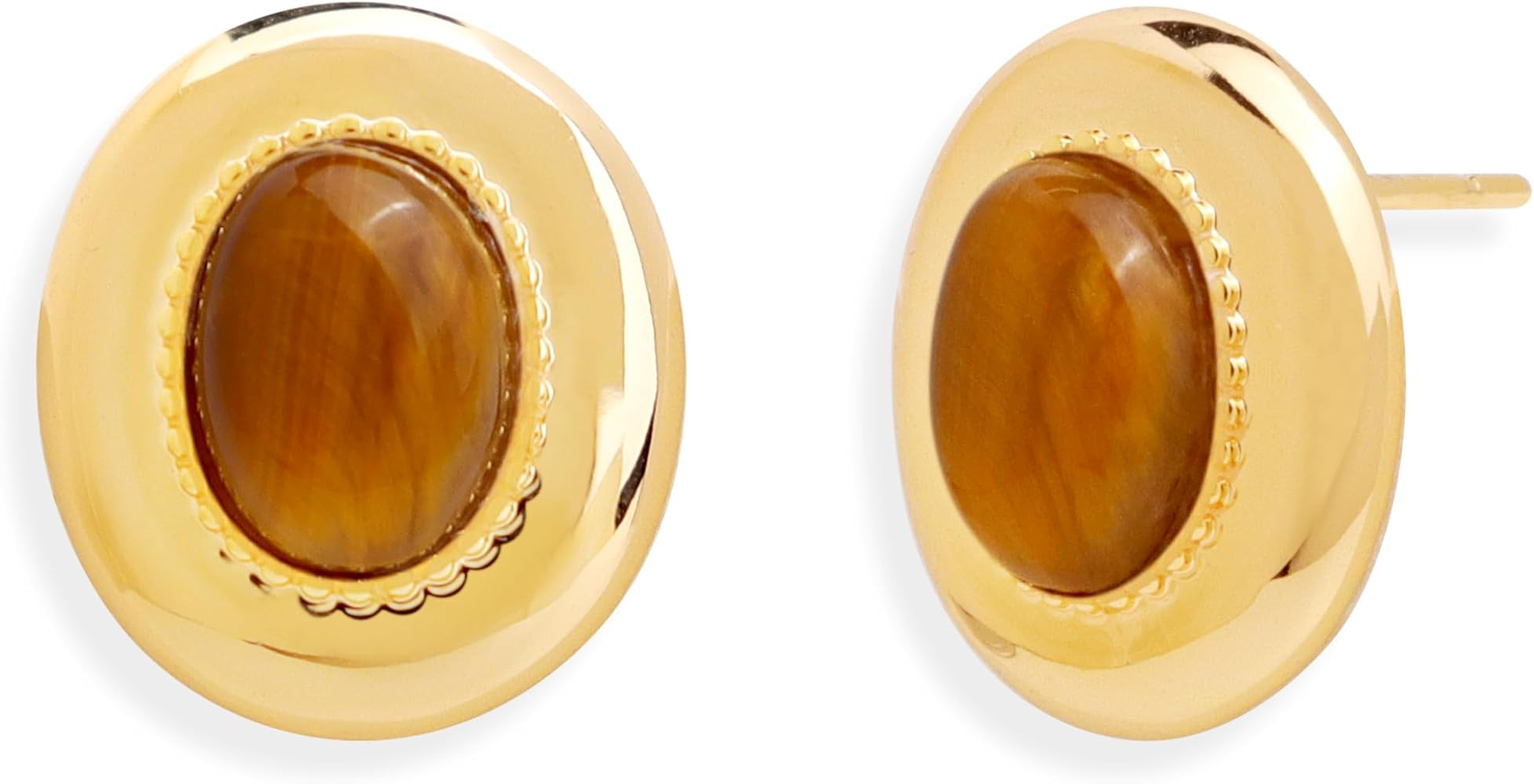 Jean Beau Gold Statement Stud Earrings for Women, Trendy Chunky Oval Gemstone Hypoallergenic Earr... | Amazon (US)