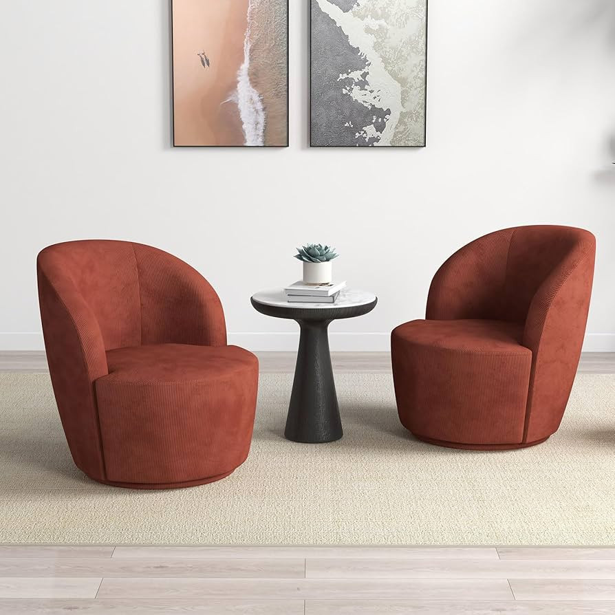 Bonzy Home Swivel Barrel Chair Set of 2, Modern Accent Chair with 360 Degree, Round Club Chair Si... | Amazon (US)