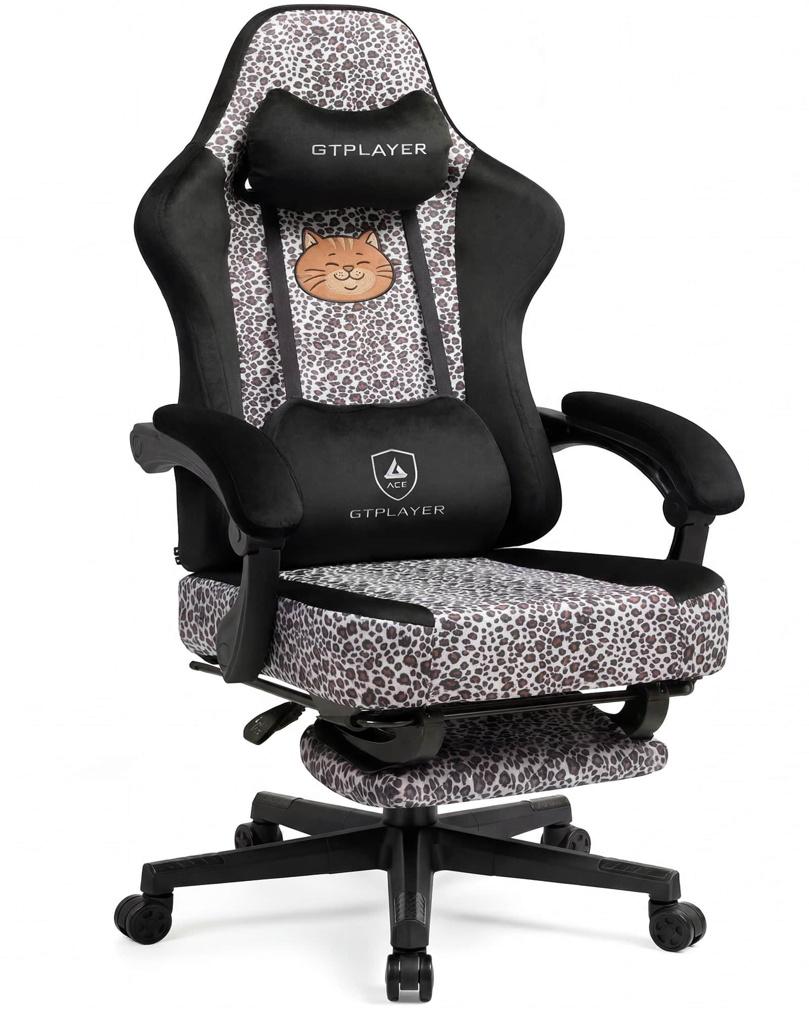 GTPlayer - Gaming Chair with Leopard Print Cat Ergonomic Office Chair Cute Velvet Fabric Big and Tall Comfortable Video Gamer Chair - White | Best Buy U.S.