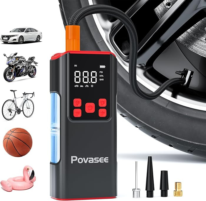 Tire Inflator Portable Air Compressor Povasee 150PSI Portable Air Pump for Tires Cordless Car Tir... | Amazon (US)
