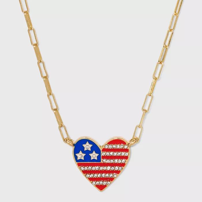 SUGARFIX by BaubleBar Star-Spangled Heart Pendant Necklace - Red/White/Blue | Target