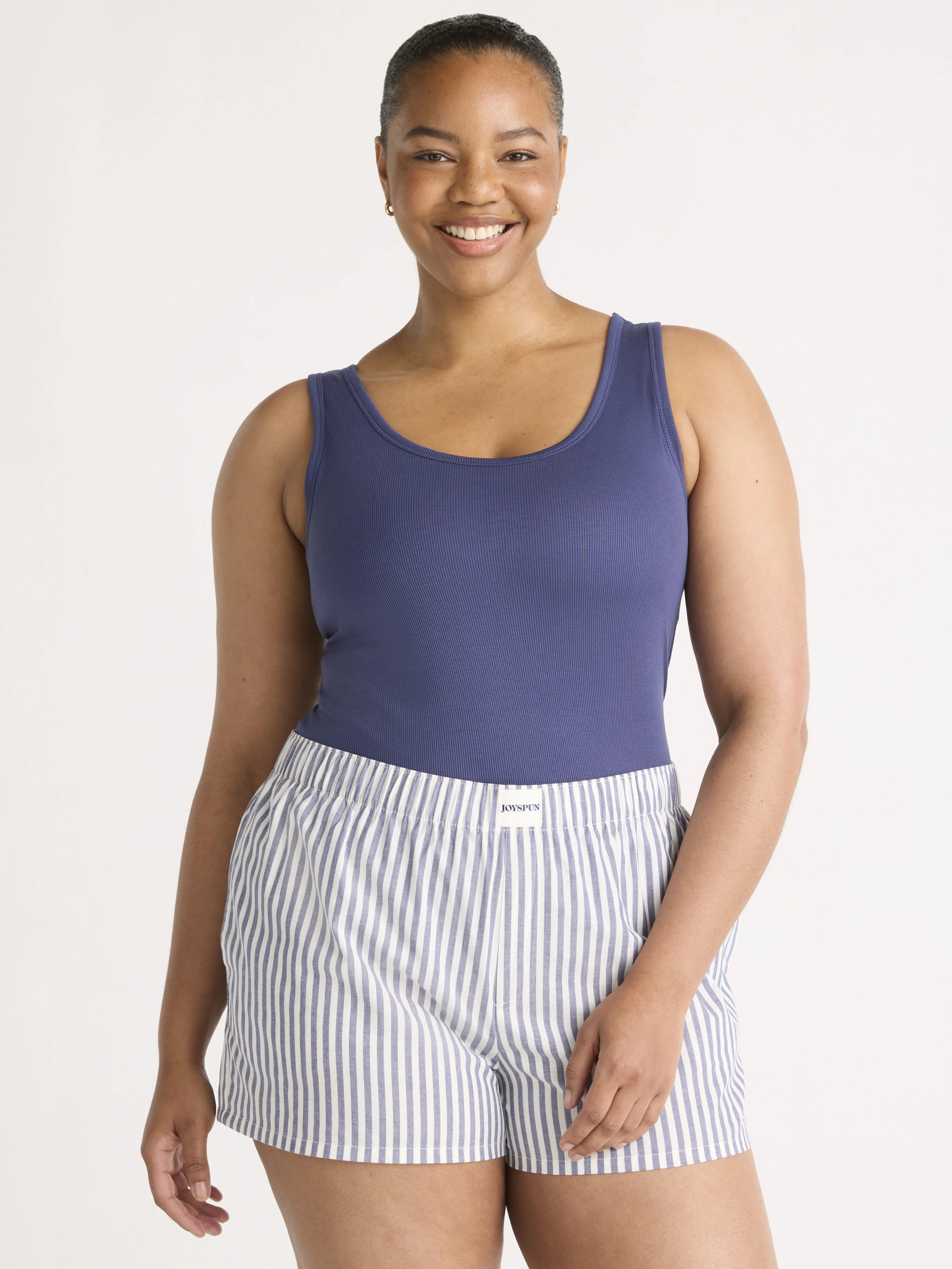 Joyspun Women's Poplin Pajama Boxer Shorts, 3'' Inseam, Sizes XS-3X | Walmart (US)