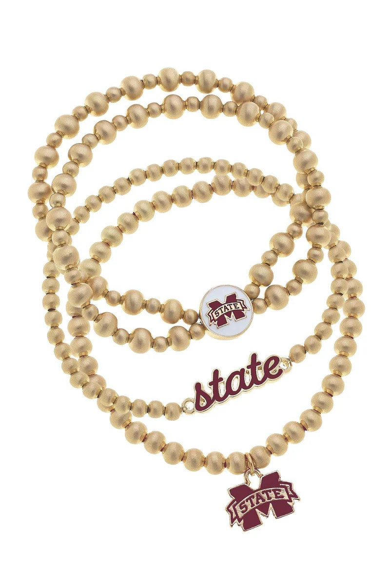 Mississippi State Bulldogs Ball Bead Stretch Bracelet Stack | CANVAS