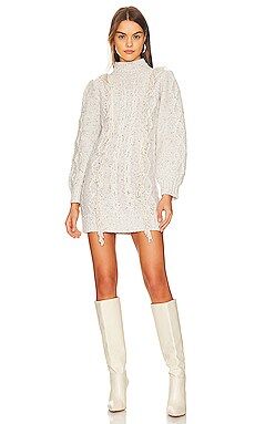 Line & Dot Daria Fringe Sweater Dress in Ivory from Revolve.com | Revolve Clothing (Global)