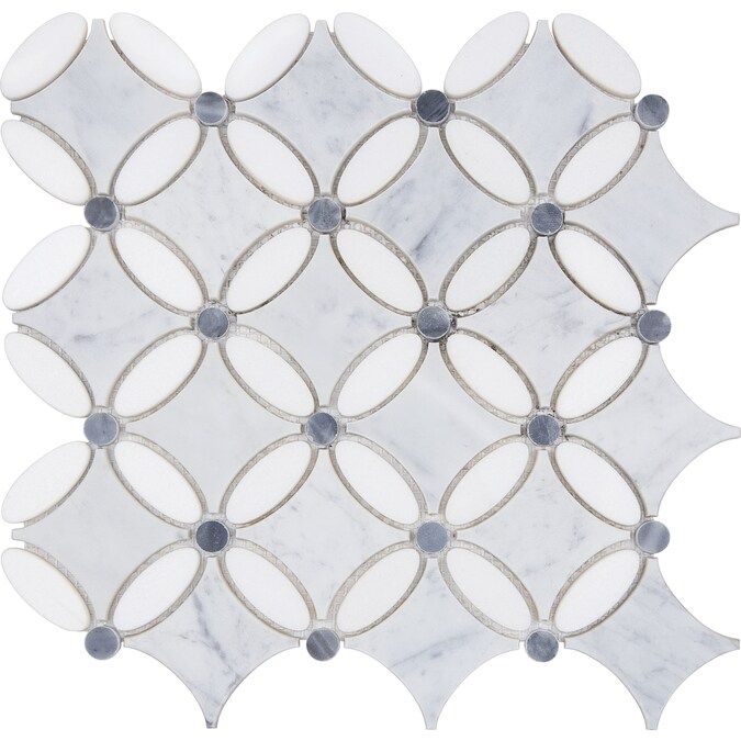 Satori Flower 12-in x 12-in Polished Natural Stone Marble Mosaic Tile Lowes.com | Lowe's