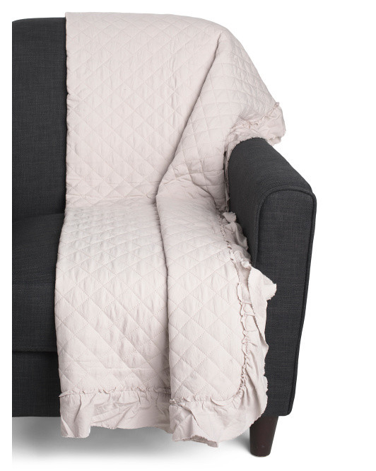 Daniella Quilted Throw With Ruffle Trim | TJ Maxx