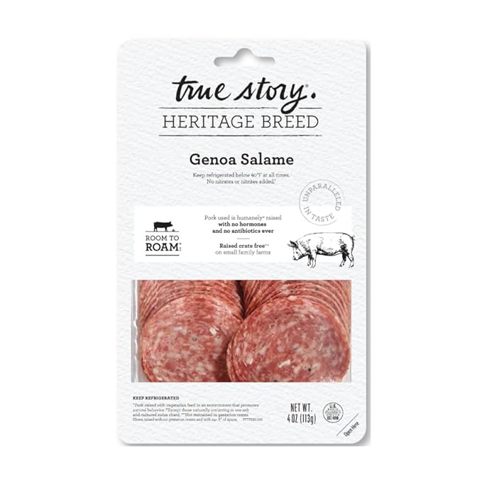 True Story Foods Salami Genoa Sliced, 4 Ounce | Amazon (US)