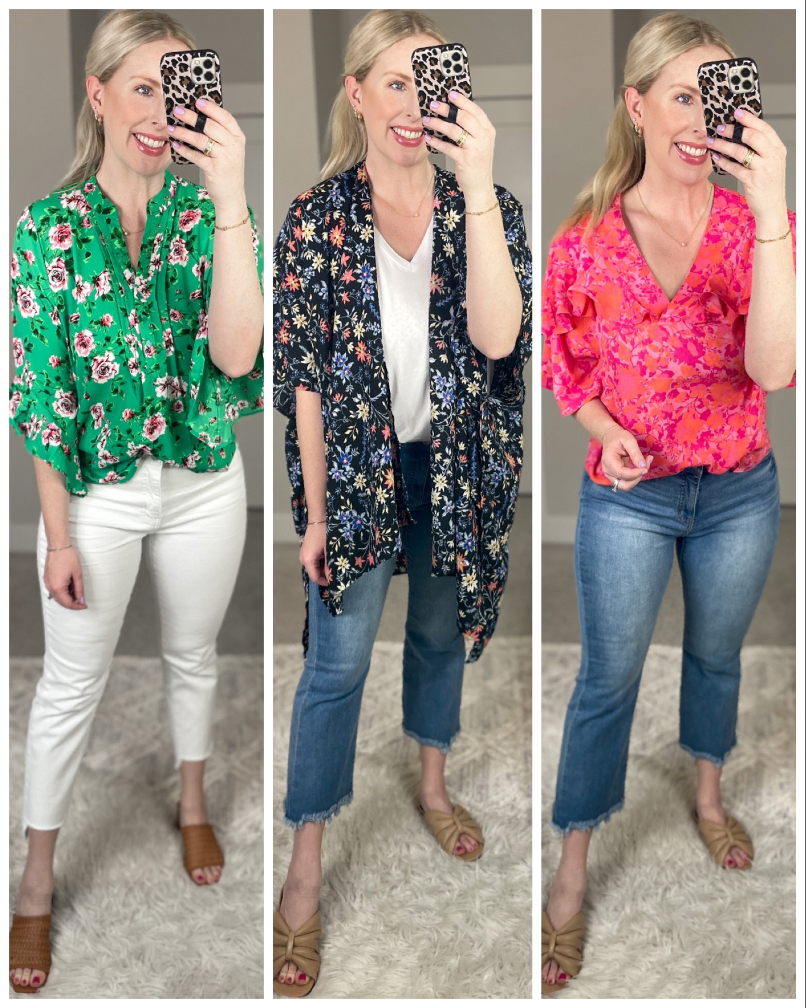 Daily try on, floral top, workwear, teacher outfit, work outfit, Walmart outfit, Walmart fashion, floral kimono, white jeans 

#LTKunder50 #LTKworkwear #LTKstyletip