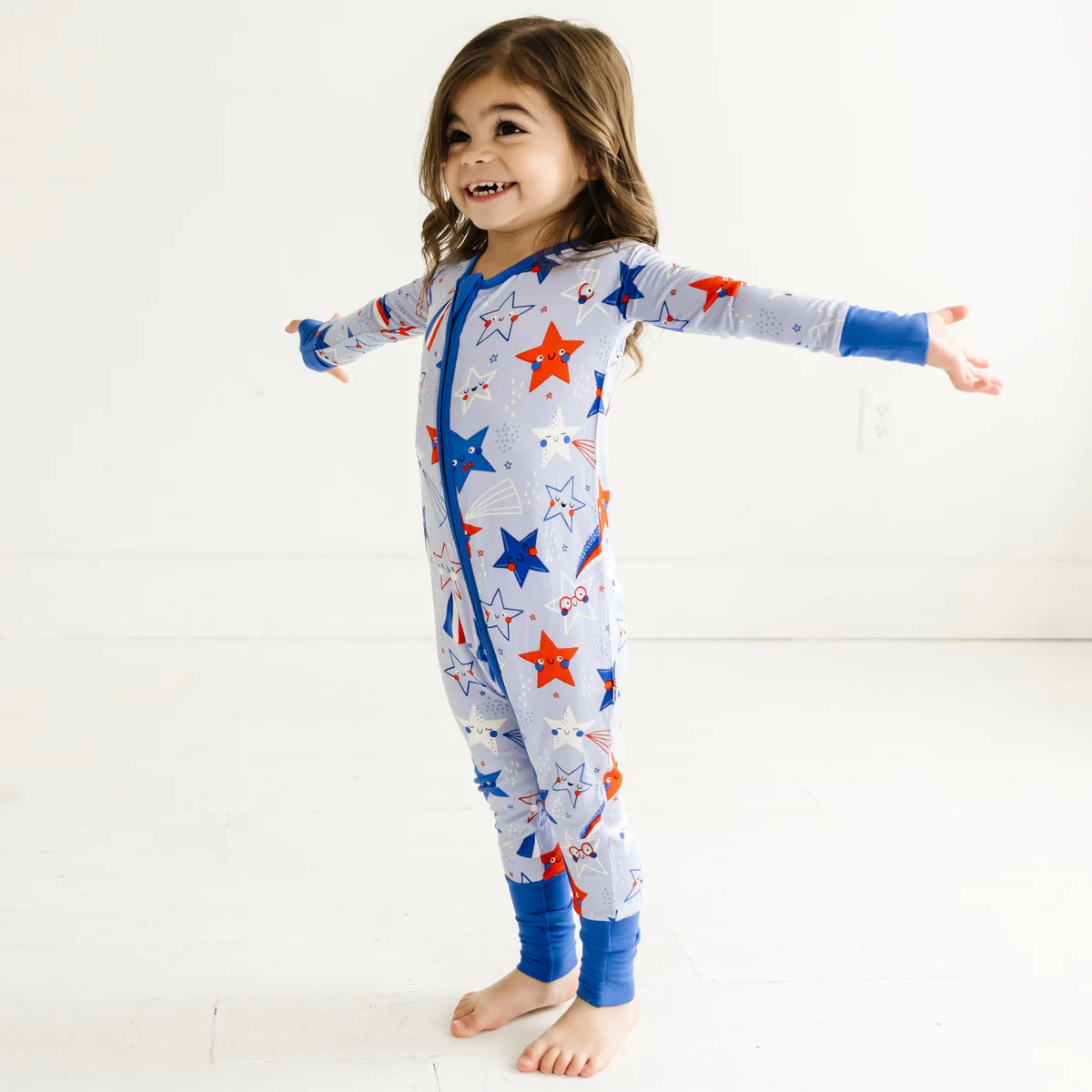 Blue Stars & Stripes Bamboo Viscose Zippy | Little Sleepies