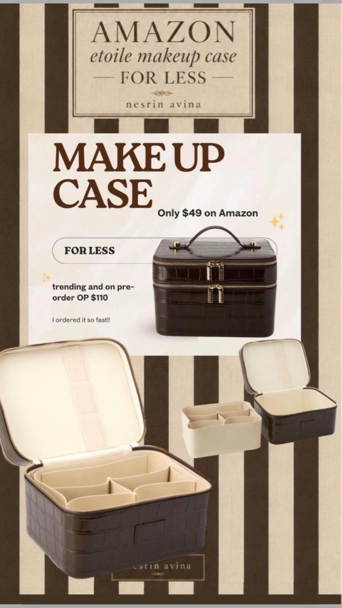The viral etoile makeup case that is sold out and on pre order FOR LESS on Amazon.  #amazon #etoilemakeupcase #makeupcase