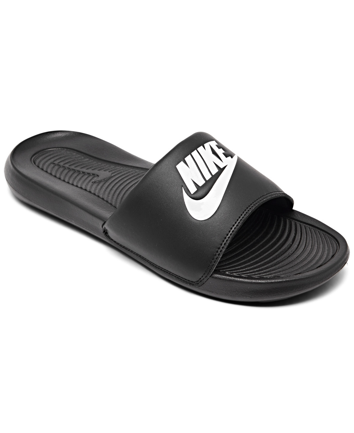 Nike Men's Victori One Slide Sandals from Finish Line - Black, White | Macy's