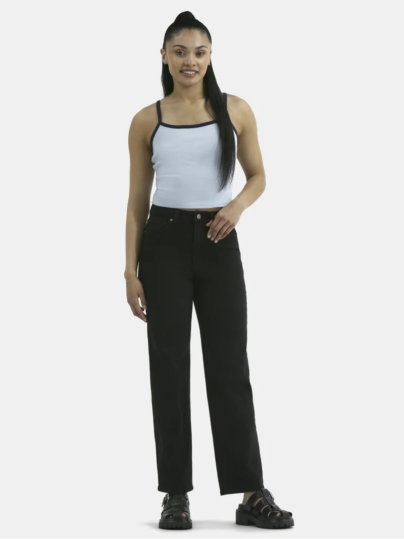 No Boundaries High-Rise Straight Leg Jeans, 30" Inseam, Women’s | Walmart (US)