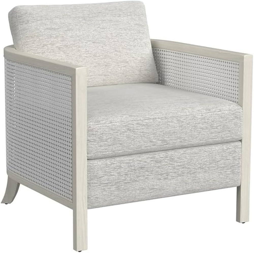 Mylo Coastal Farmhouse Accent Chair in Hand Brushed White Wood and Fabric | Amazon (US)