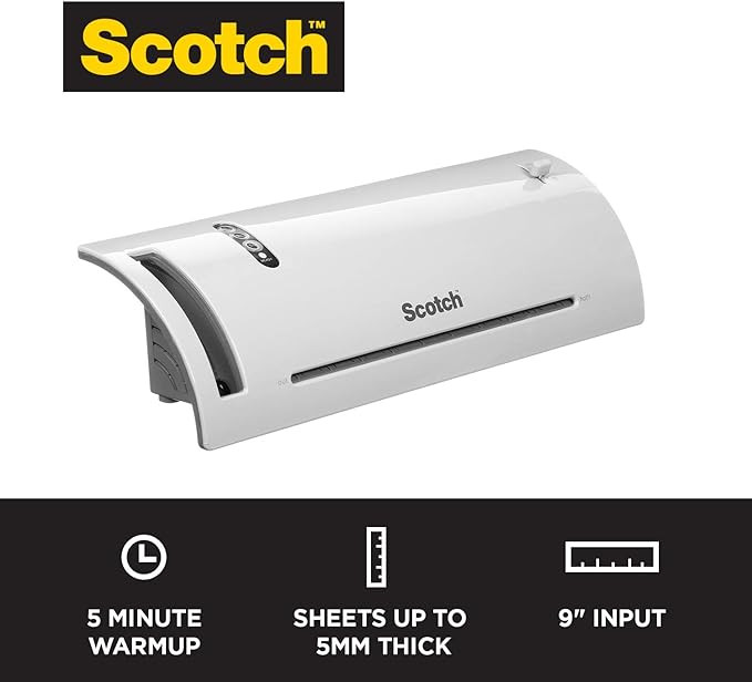 Scotch Thermal Laminator Machine, 5 Minute Warm-up, 9" Input, for Laminating Sheets Up to 5-Mil T... | Amazon (US)