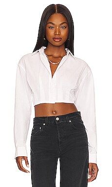 GRLFRND Kayley Cropped Shirt in White from Revolve.com | Revolve Clothing (Global)