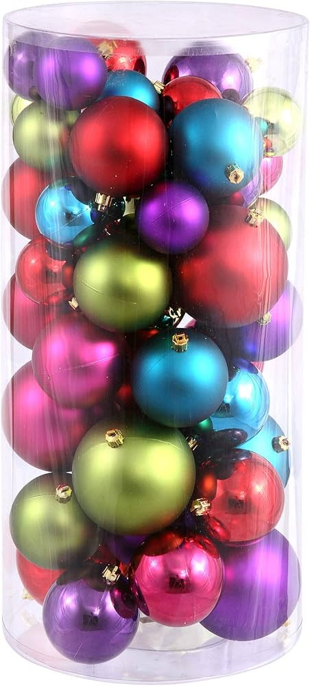 Vickerman Multi-Colored Ornament Ball Set Shiny and Matte Finish, Includes 50 Per Box, 1.5 to 2-I... | Amazon (US)