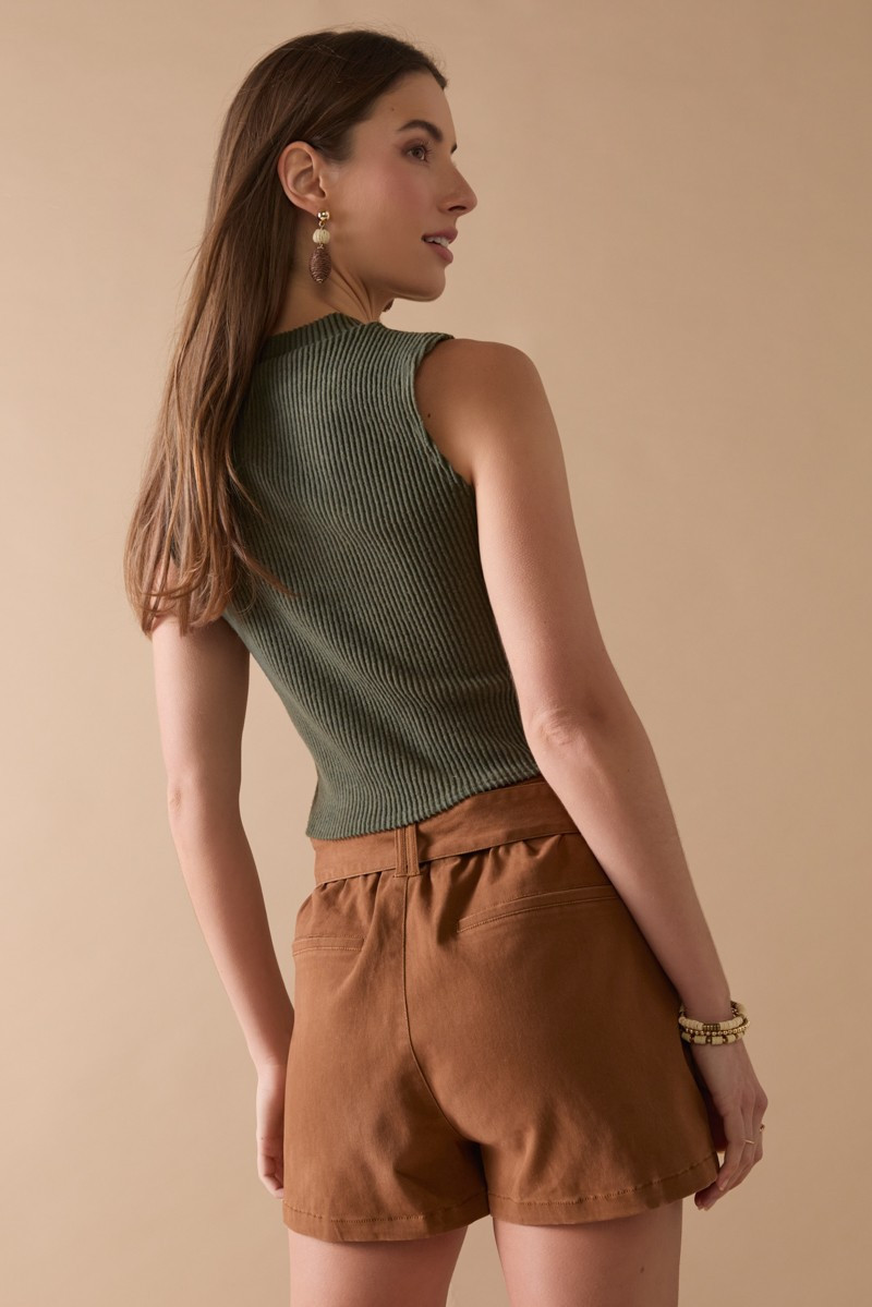 Sequoia Brushed Rib Tank Top Olive Green | Francesca's