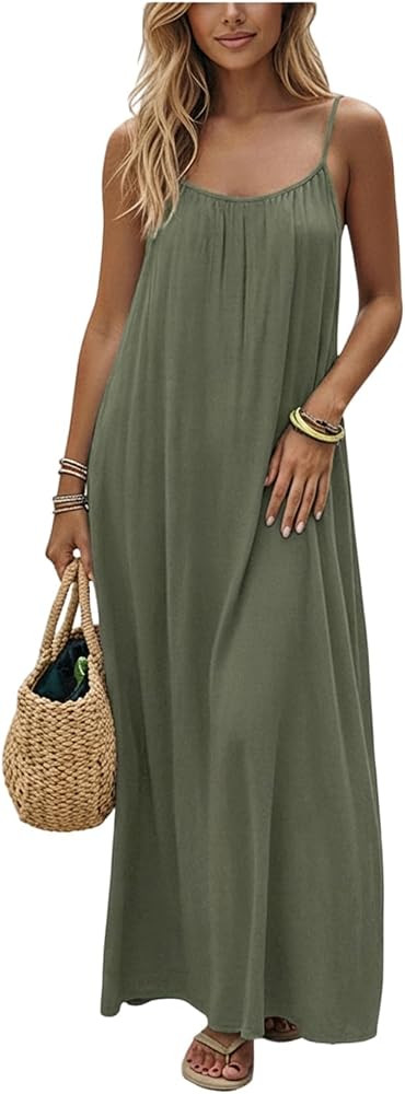 SHENHE Women's Open Back Spaghetti Strap Backless Maxi Dress Flowy Sundress     Backless Maxi Dre... | Amazon (US)