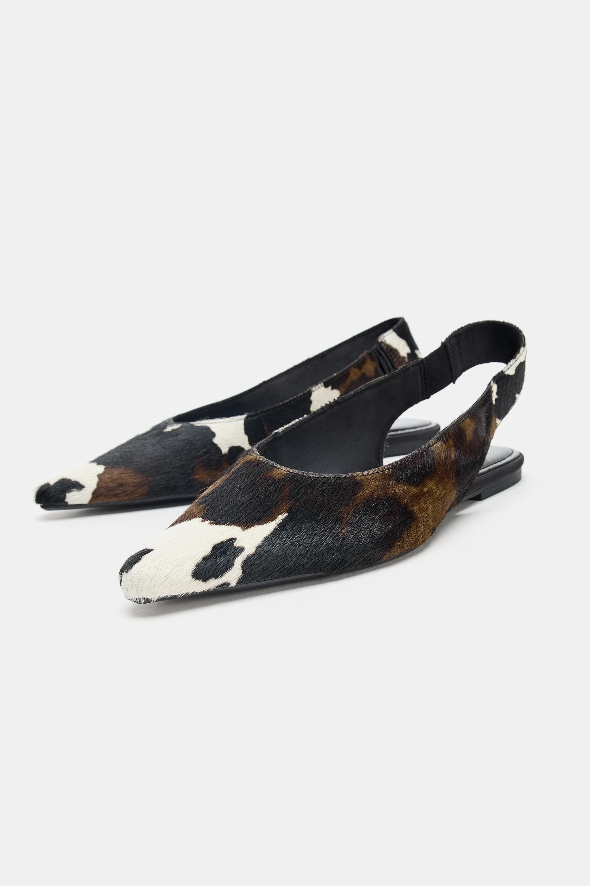 LEATHER SLINGBACK BALLET FLATS | Zara US