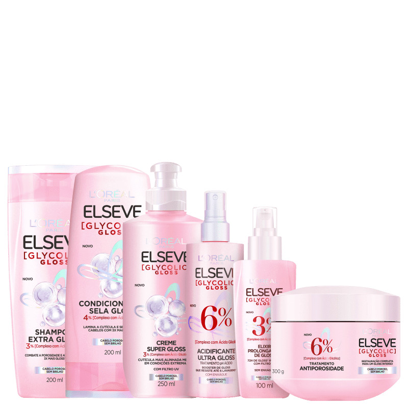 Kit Elseve L’Oréal Paris Glycolic Gloss Total (6 Produtos) | Beleza Na Web (BR)