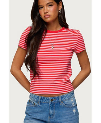 Edikted Women's Nessie Striped T Shirt - Macy's | Macy's