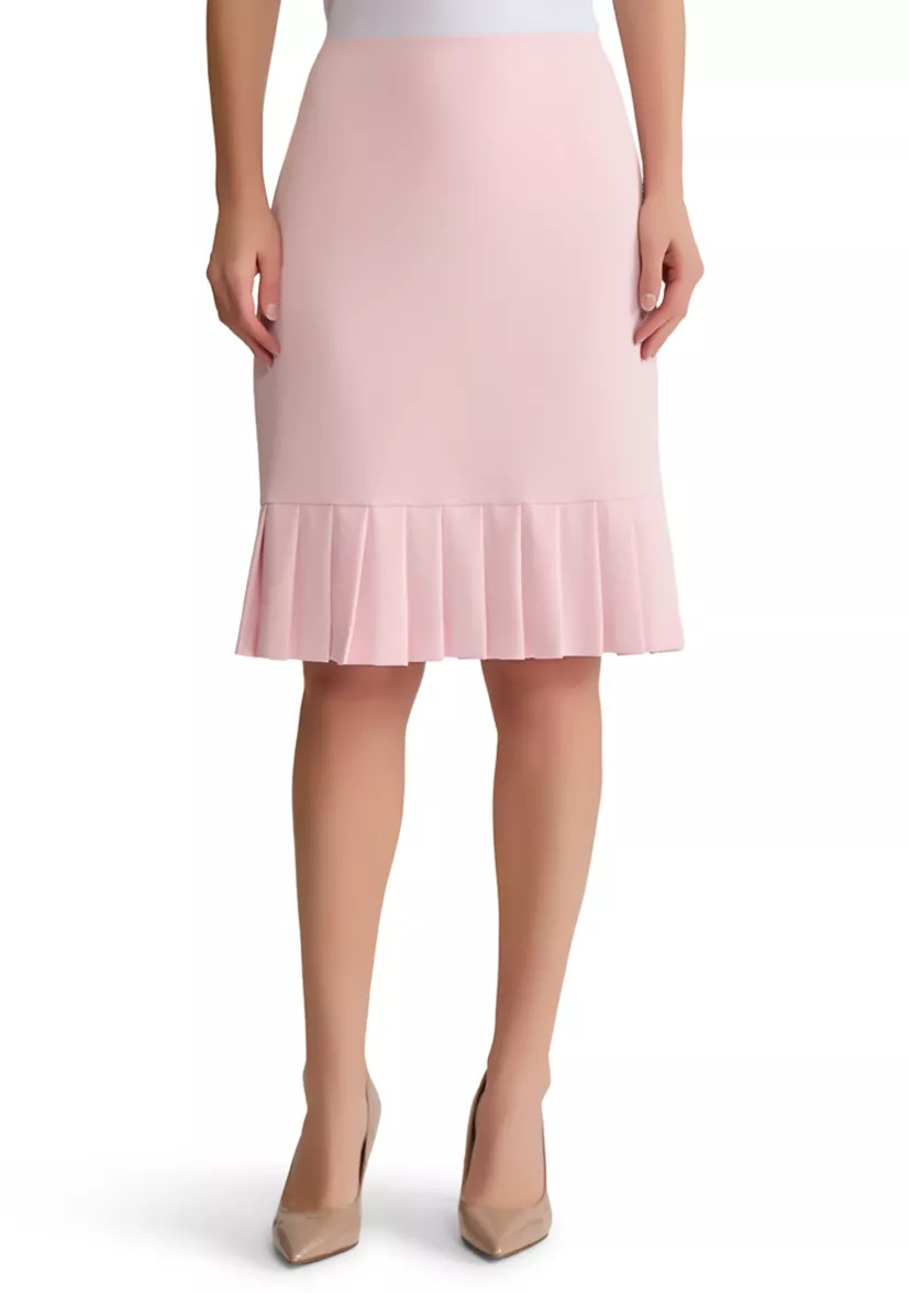 Women's Stretch Crepe Skirt with Pleated Hem | Belk