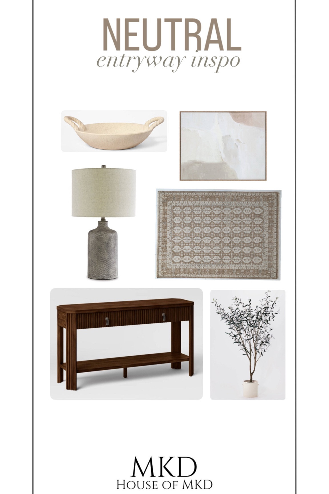 Neutral Entryway Inspo. From the abstract art, woven rug, to the classic side table. This is a modern and classic style. 

#LTKFindsUnder50 #LTKHome #LTKFindsUnder100