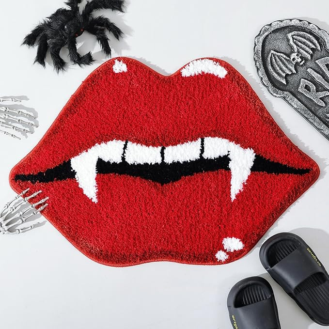 TRUEDAYS Halloween Bath Mat Evil Red Lip Halloween Bathroom Decor Rug Cute Fun Spooky Non Slip Ab... | Amazon (US)