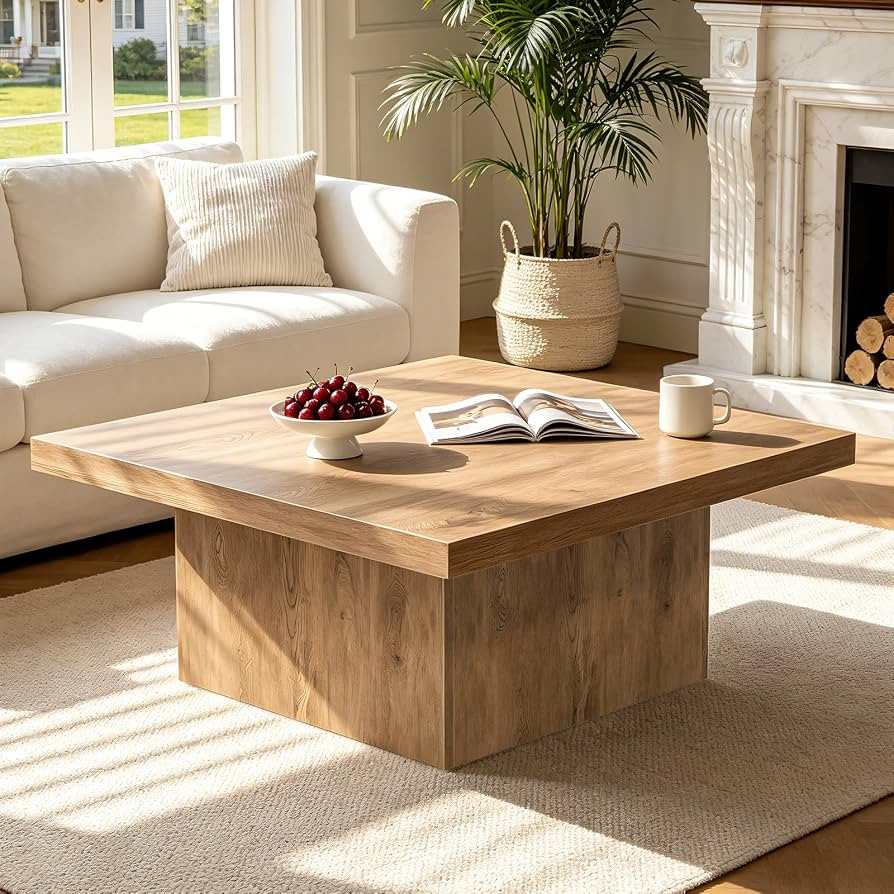 Square Coffee Table,Wooden Living Room Table,Center Table with a Large Tabletop,35.4" x 35.4",for... | Amazon (US)